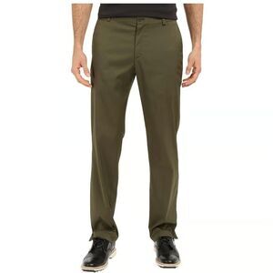 Nike Golf Mens Flat Front Pants 36x32 Olive Green Straight Leg Polyester Spandex